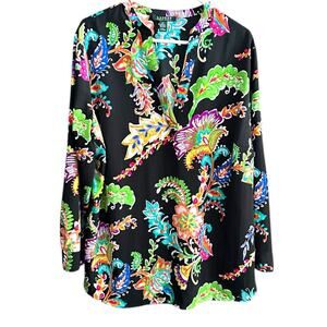NWT Ralph Lauren Black Floral Pattern Blouse absolutely gorgeous 1X XL